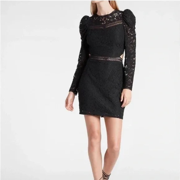 knee length dresses for ladies Lace Up Open Front Long Sleeve Bodycon Mini Dress Black – Dolls Kill main image 1